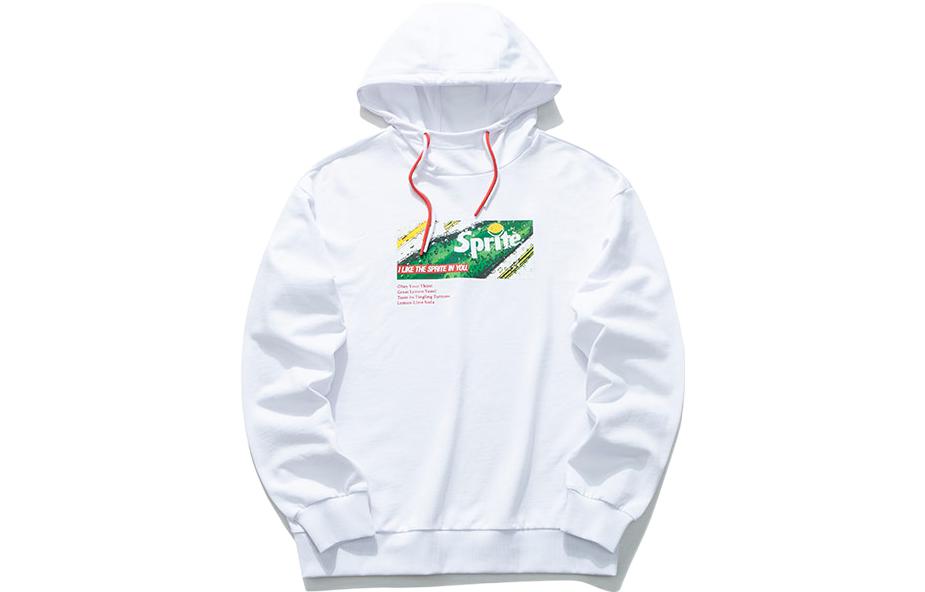 Anta Sprite Collaboration White Pullover Hoodie Logo Print Long Sleeve 952039747-1