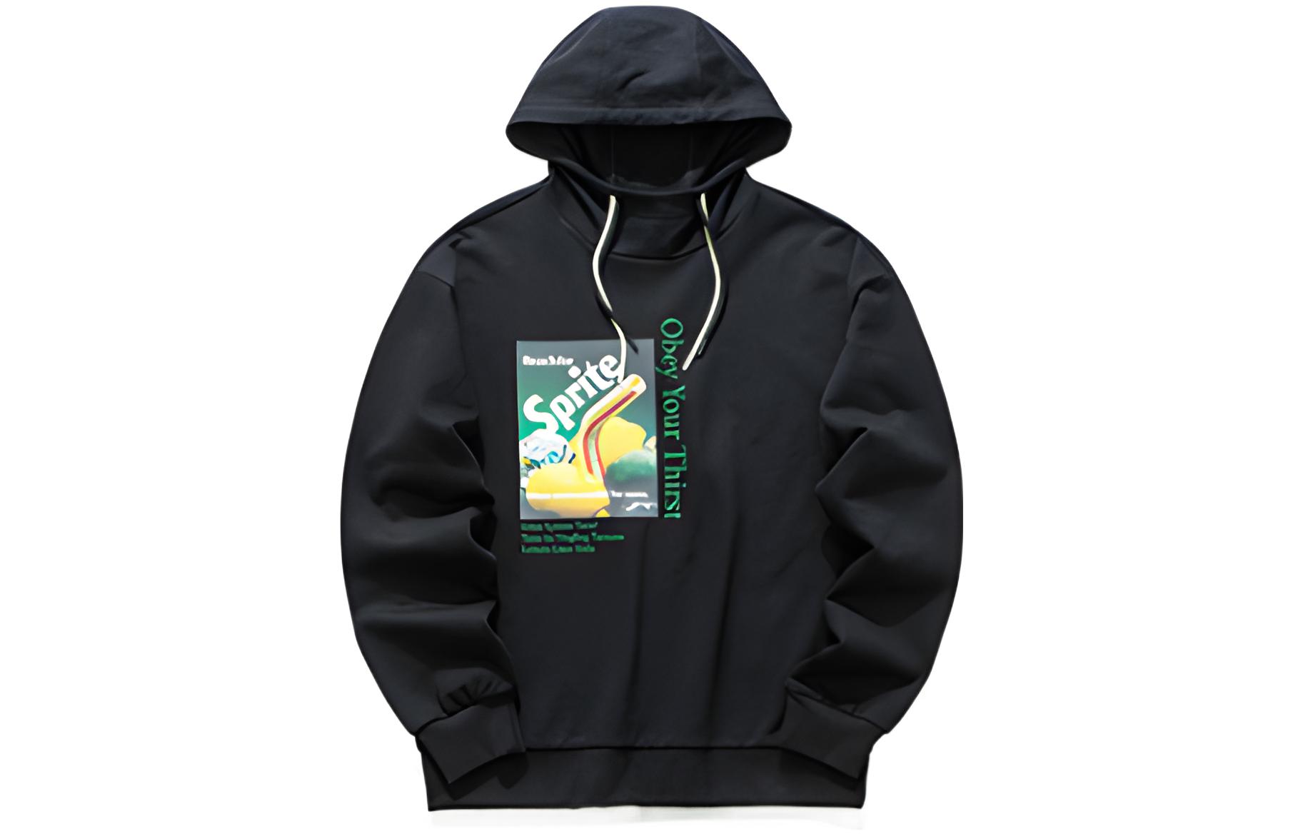 Anta Sprite Hoodie Black - Collaboration Pullover with Logo and Print Design 952039747-4
