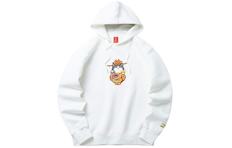 Anta WHWZ Collaboration Hoodie Off-White Unisex Casual Sportswear Breathable 152218718-1