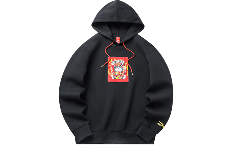 Anta x Wo Wang Breathable Casual Sweatshirt Unisex Couple Style - Black 152218718-7