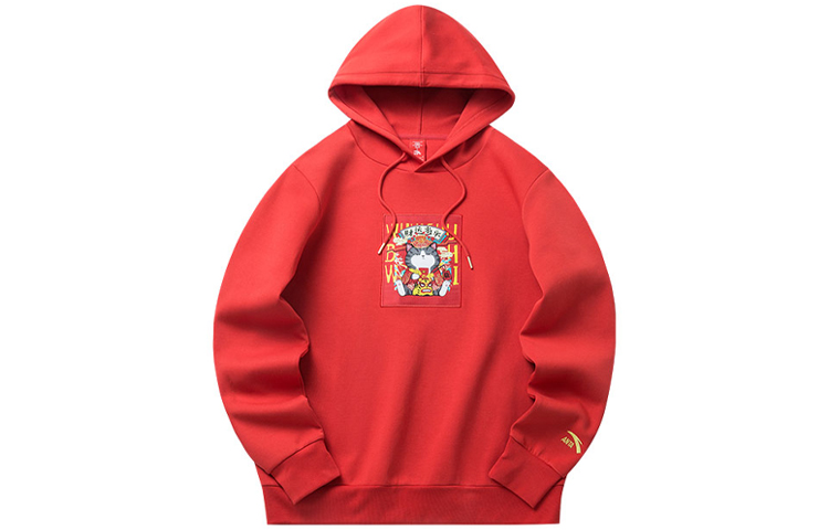 Anta Wuhuang Wanshui Red Hoodie Unisex Casual Breathable Sweatshirt 152218718-6