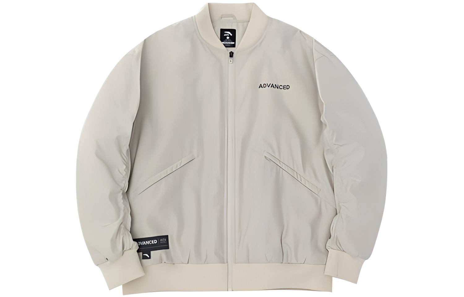 Anta Zip-up Thickened Jacket with Letter Print - Cold Gray 952241801-2