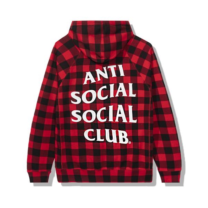 Anti Social Social Club Crossed Out Hoodie Checkered Red