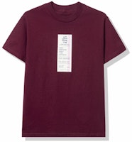 Anti Social Social Club Read Receipts Tee Maroon Anti Social Social Club Read Receipts Tee Maroon