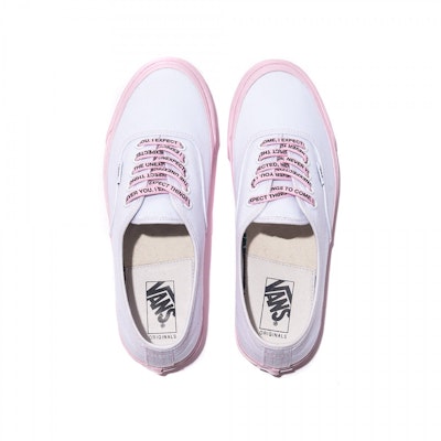 White vans with pink 2025 sole