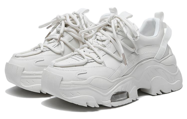 Lookbook 奧康AOKANG 拼接氣墊厚底增高 低幫 老爹鞋 白色