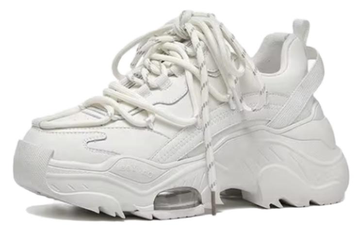 Shop 奧康AOKANG 拼接氣墊厚底增高 低幫 老爹鞋 白色