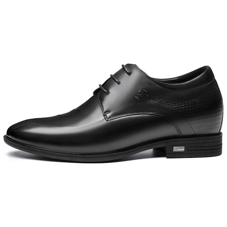 AOKANG Black Leather Elevator Dress Shoes 6cm Height Increasing 105119049