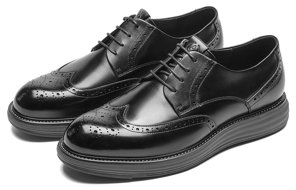 Aokang Brogue Business Casual 'Black Leather' 圖 3