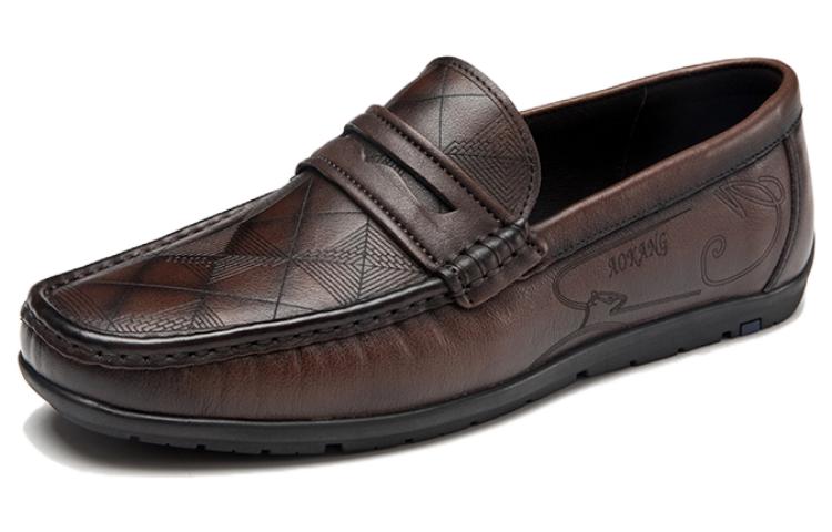 Buy AOKANG 快適ブラウンレザーローファー 1223424016