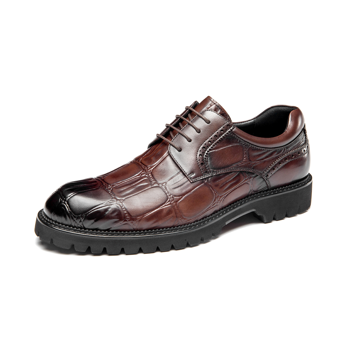 Order Sepatu Aokang Pria Coklat Fashion Retro Inggris Nyaman Bertatahkan 1223611001