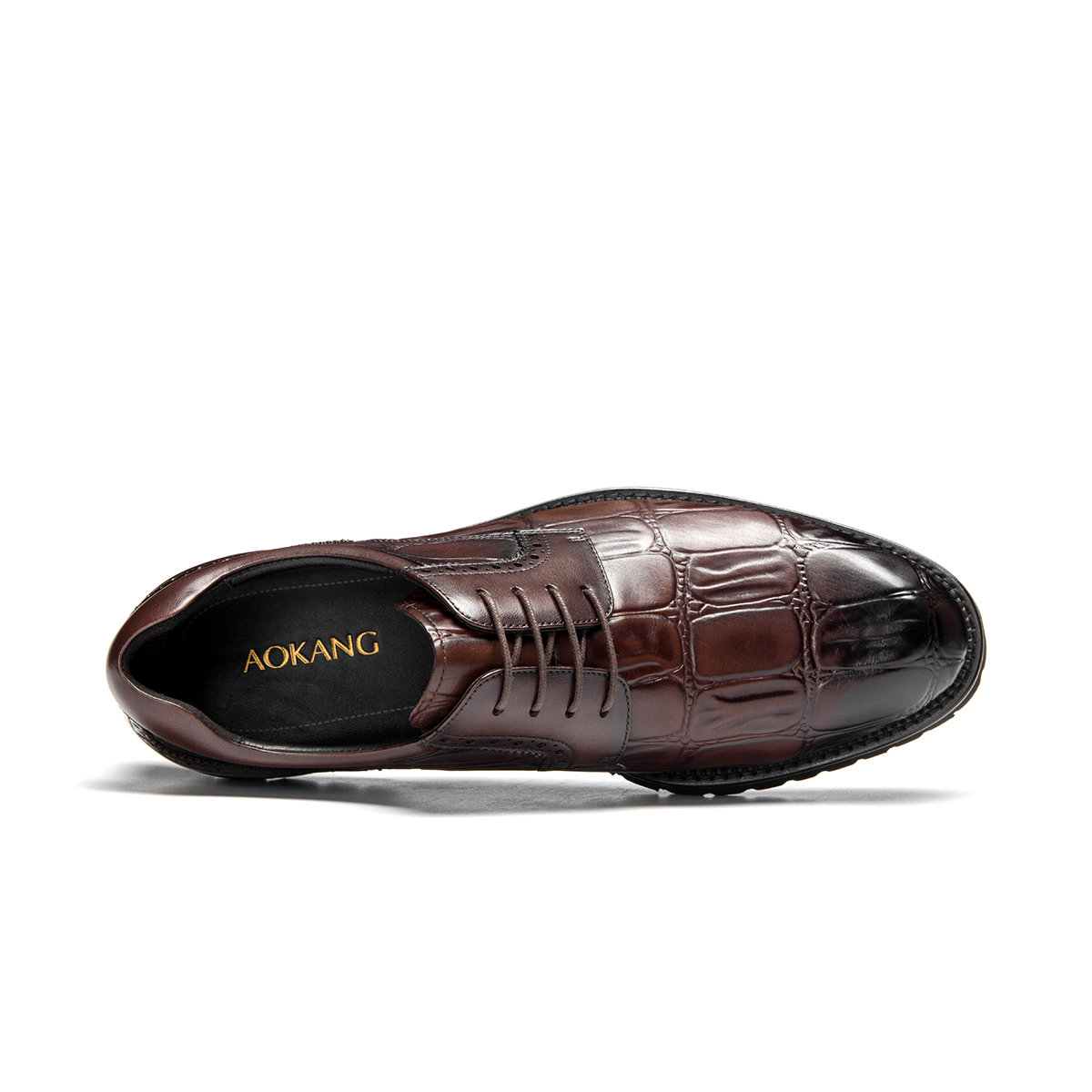 Lookbook Sepatu Aokang Pria Coklat Fashion Retro Inggris Nyaman Bertatahkan 1223611001