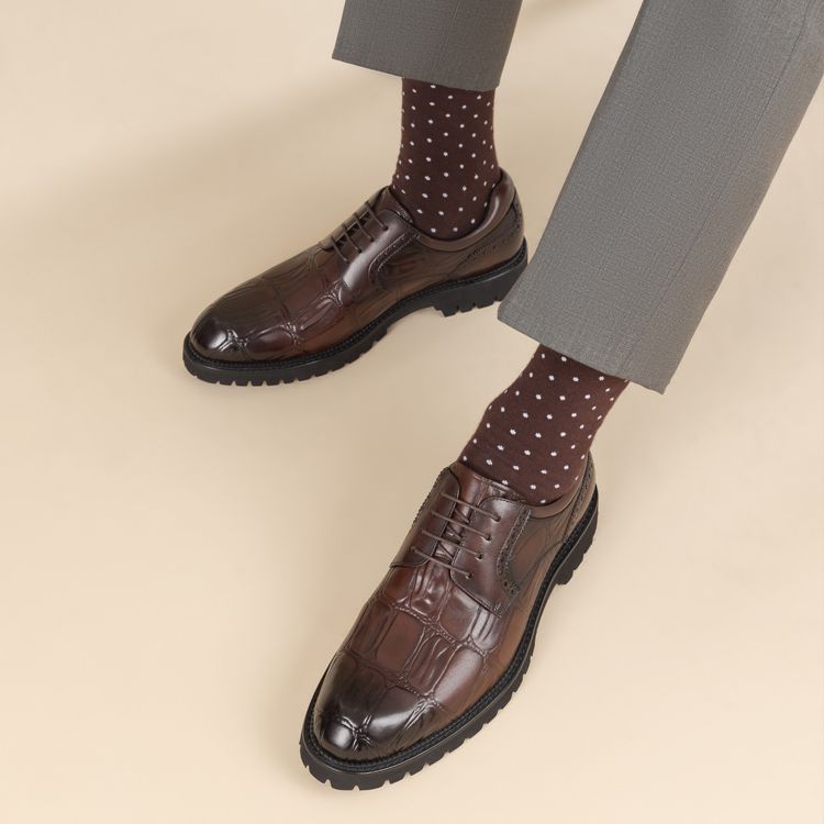 Purchase Sepatu Aokang Pria Coklat Fashion Retro Inggris Nyaman Bertatahkan 1223611001