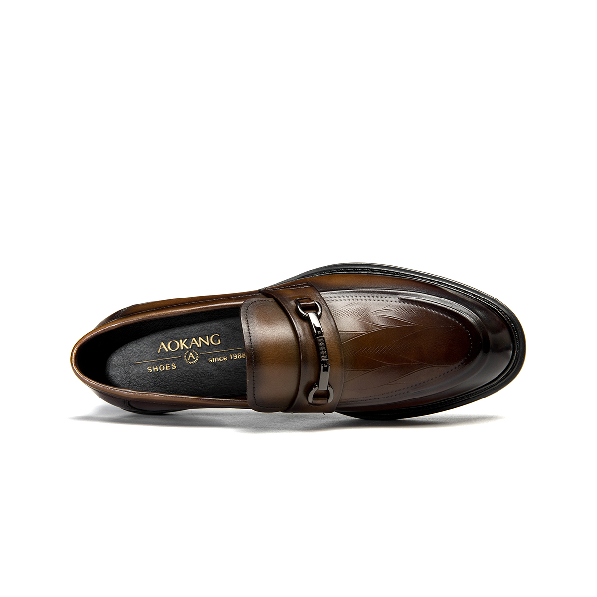 Aokang Embossed Leather Oxford 'Brown' 圖 3