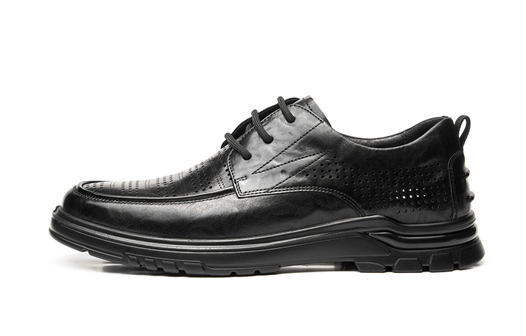 AOKANG Fashion Retro Casual Black Leather Shoes 1245714005N