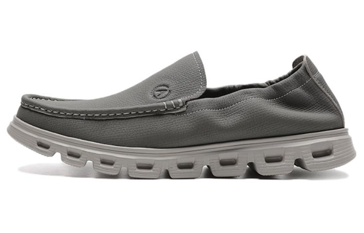 AOKANG Gray Slip-On Casual Shoes, Comfortable Round-Toe Thick Sole Low-Top. 6241524008