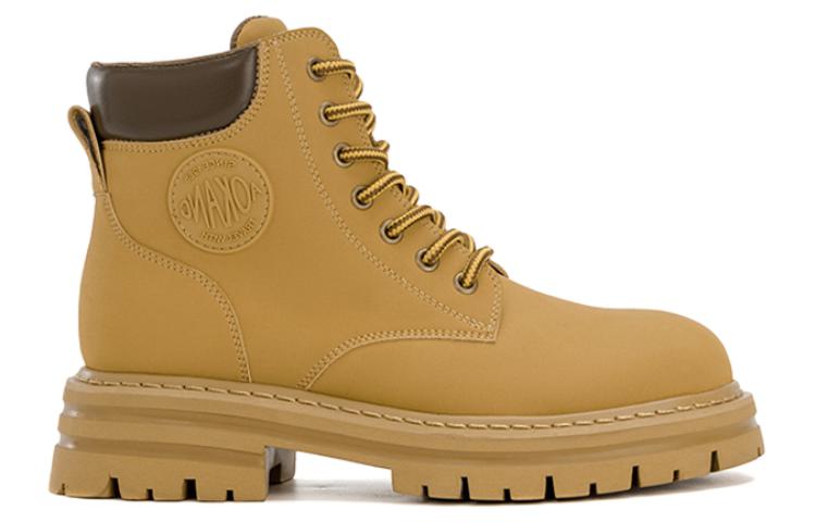 Order 奥康中筒圆头系带马丁靴'黄棕色' 1223923005