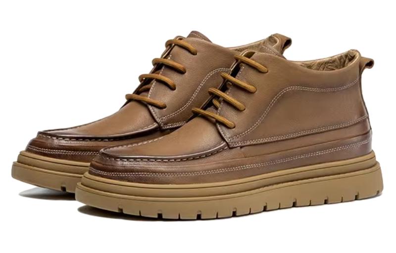 Lookbook 奧康AOKANG 牛皮革 厚底耐磨 及踝 馬丁靴 3.3cm 男款 棕色