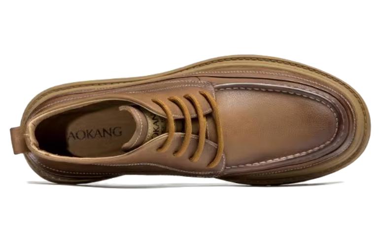 Shop 奧康AOKANG 牛皮革 厚底耐磨 及踝 馬丁靴 3.3cm 男款 棕色