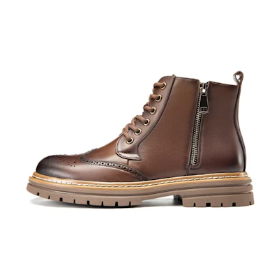 Aokang Leather Brogue Martin Boots 'Brown Vintage'