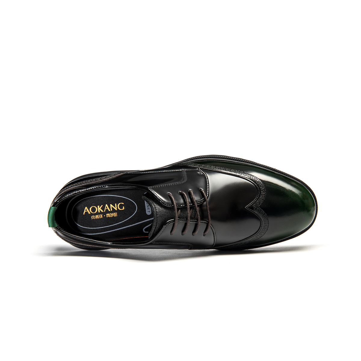 Lookbook Aokang Leder Brogue Dicke Sohle Anzugschuhe ''Schwarz Grün'' 6221611185
