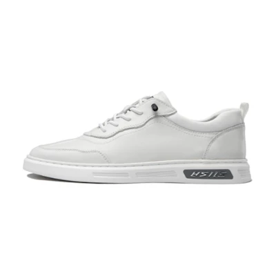 Aokang Leather Classic Round Toe Lace-Up Low Top 'White'