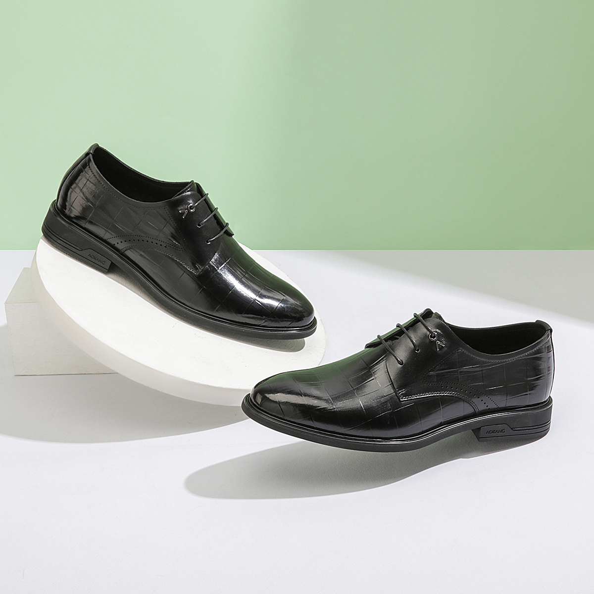 Aokang Leather Derby 'Black Simple' 圖 6