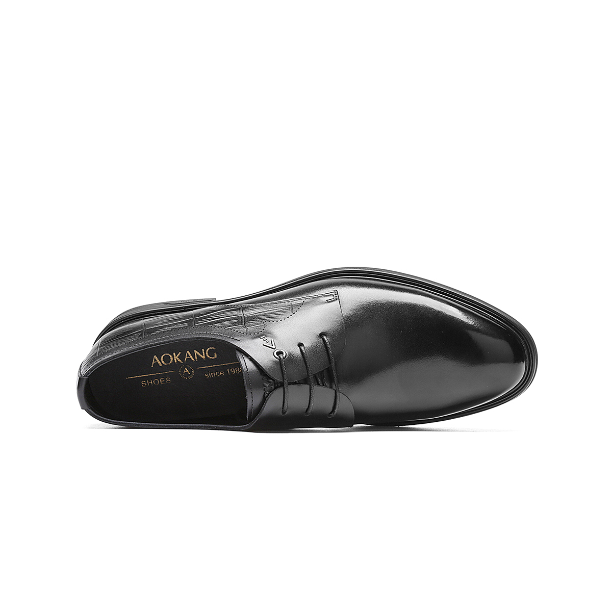 Shop Aokang Leather Dress Shoes 'Black Business Fashion' 1231111002