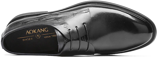 Shop Aokang Leather Dress Shoes 'Black Business Fashion' 1231111002