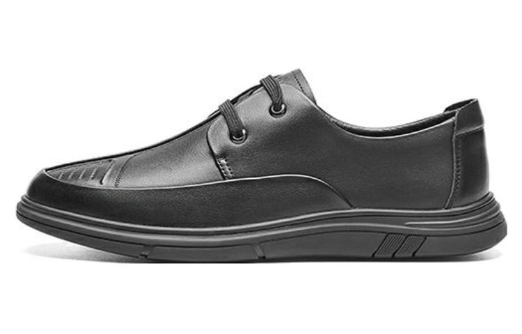 Aokang Leather Dress Shoes 'Black Lace-Up Casual Round-Toe' 1231321000