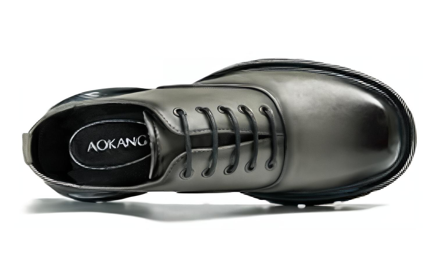 Lookbook Aokang Leather Dress Shoes 'Soft Comfort Thick Sole Grey' 1233111161