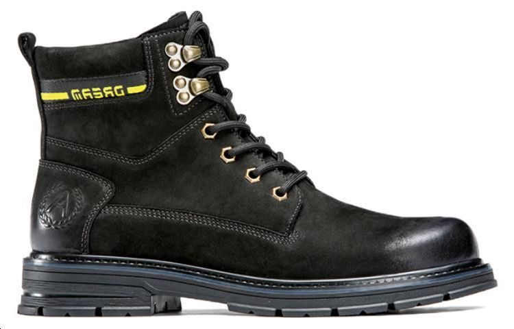 Aokang Leather Lace-Up Round Toe Boots 'Black' 圖 4