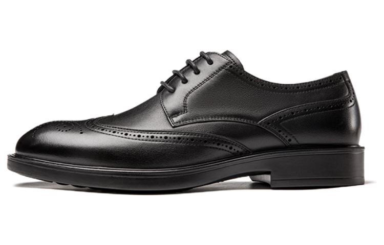 Aokang Leather Lace-Up Round Toe Dress Shoes 'Black' T223211882