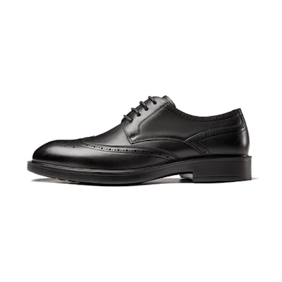 Aokang Leather Lace-Up Round Toe Dress Shoes 'Black'
