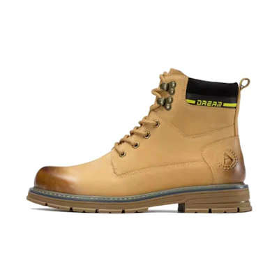 Aokang Leather Lace-Up Round Toe Martin Boots 'Yellow Brown'