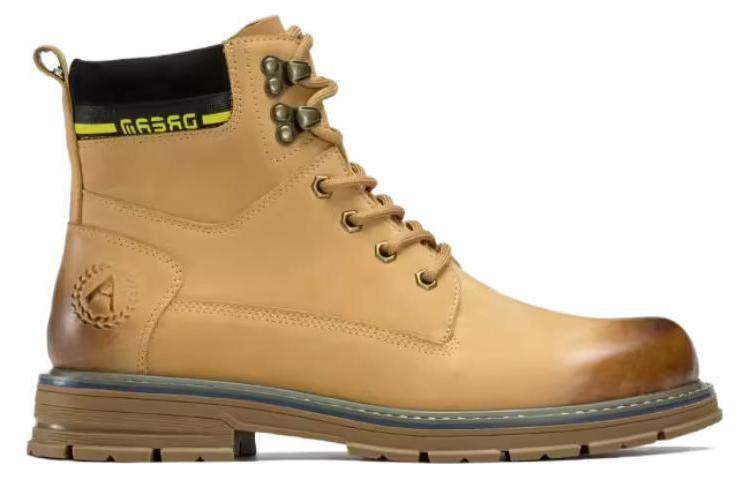 Aokang Leather Lace-Up Round Toe Martin Boots 'Yellow Brown' 圖 2