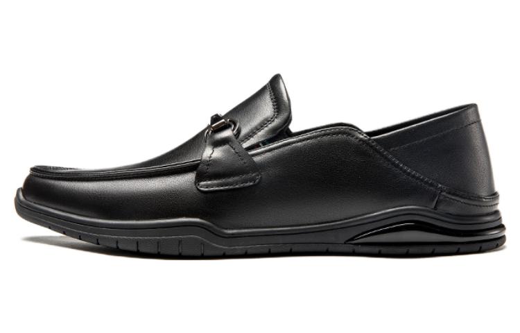 Aokang Leather Loafer 'Fashion Round Toe Black' 1233324015