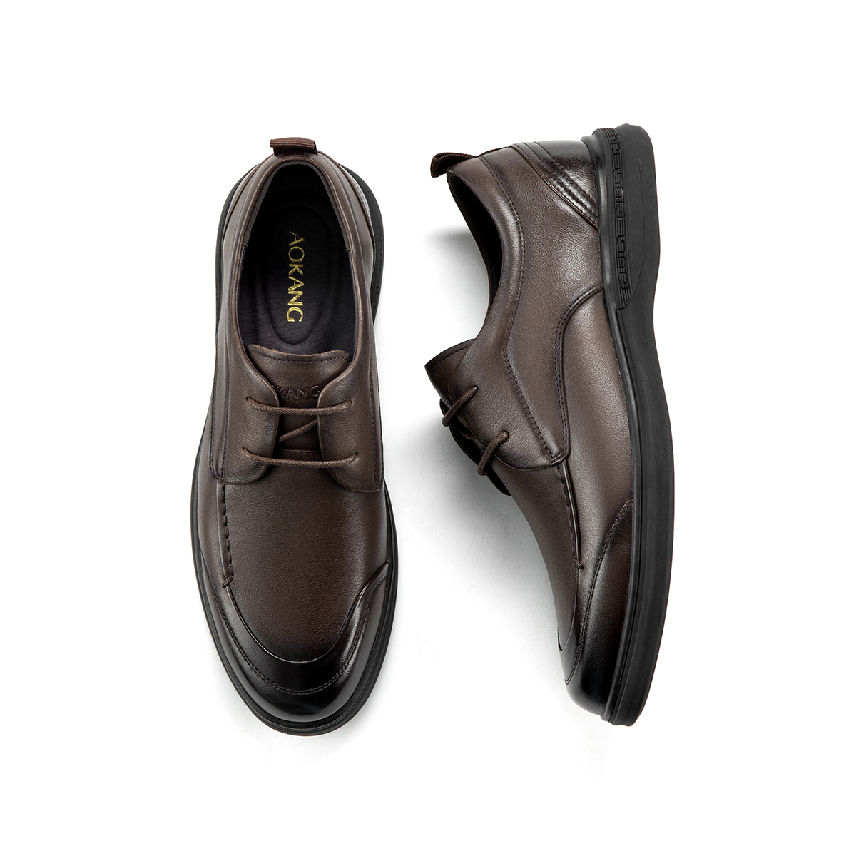 Aokang Leather Low-Top Casual Business Shoes 'Brown' 圖 4