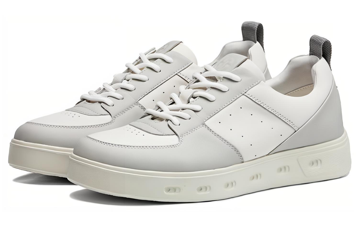 Aokang Leather Low-Top Lace-Up Sneakers 'White Grey' 圖 4
