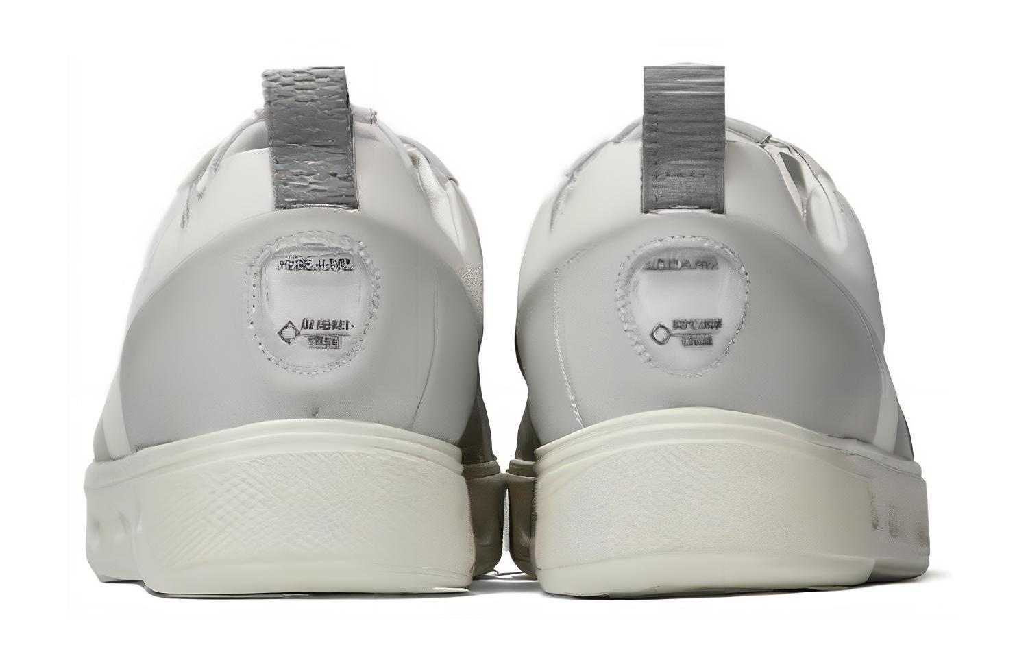 Aokang Leather Low-Top Lace-Up Sneakers 'White Grey' 圖 5