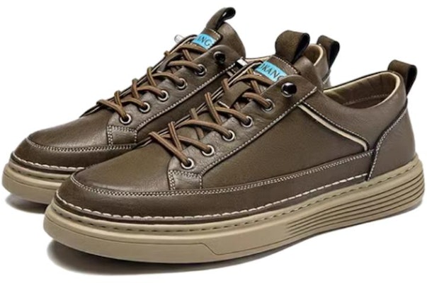 Aokang Leather Low-Top Sneakers 'Brown Comfort' 1233322040 Order Aokang Leather Low-Top Sneakers 'Brown Comfort' 1233322040