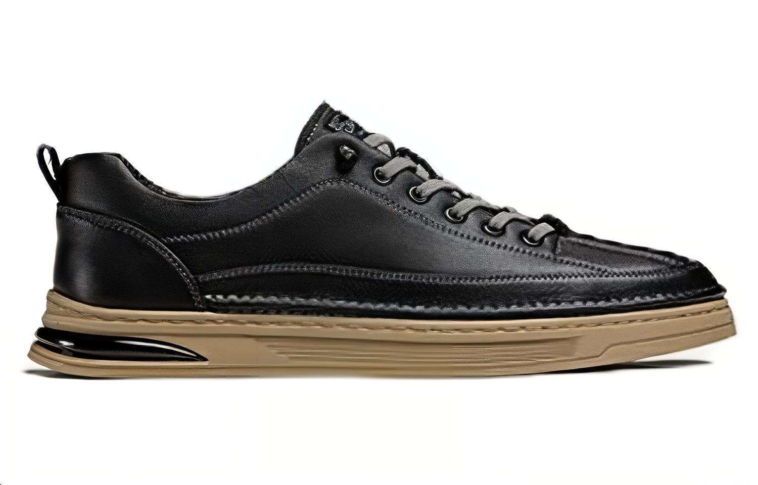 Order 奥康AOKANG 皮革 休閒舒適百搭 低幫 板鞋 男款 黑色