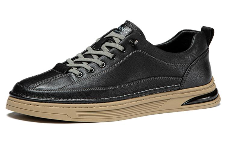 Lookbook 奥康AOKANG 皮革 休閒舒適百搭 低幫 板鞋 男款 黑色