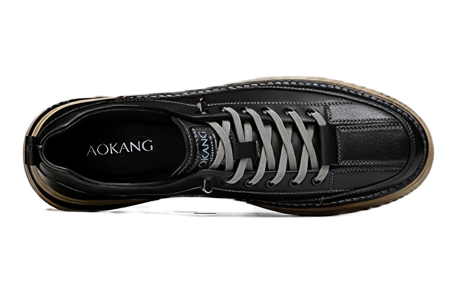 Purchase 奥康AOKANG 皮革 休閒舒適百搭 低幫 板鞋 男款 黑色