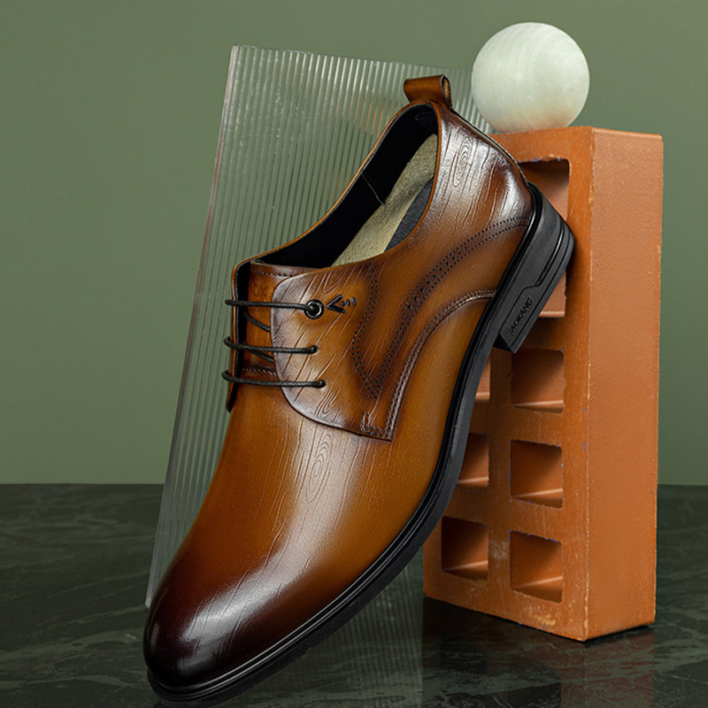 Aokang Leather Low Top Derby 'Business Brown' 圖 5