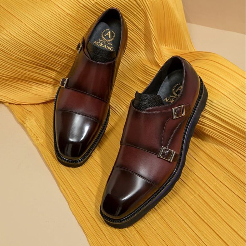 Details for 奧康/AOKANG 頭層牛皮英倫搭扣套腳正裝皮鞋 男款 紅色