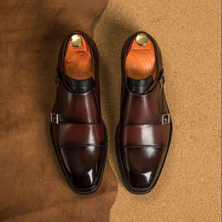 Sizing 奧康/AOKANG 頭層牛皮英倫搭扣套腳正裝皮鞋 男款 紅色