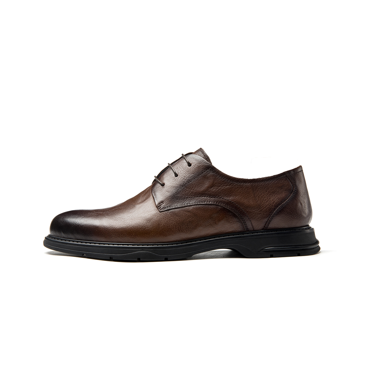Aokang Leather Round Toe Derby 'Brown Business Comfort' 1233111071