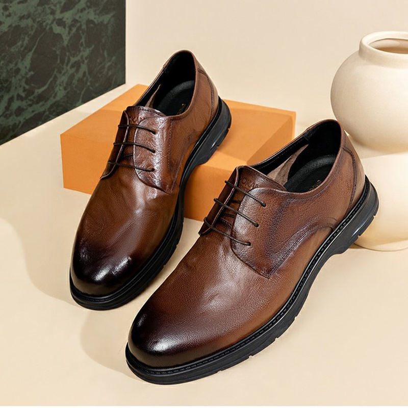 Aokang Leather Round Toe Derby 'Brown Business CMFT' 圖 5