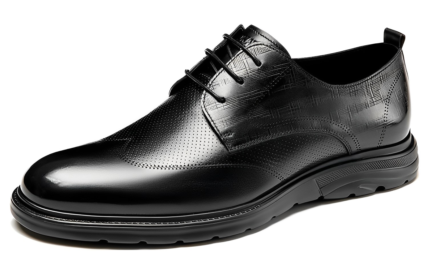 Aokang Leather Round Toe Lace-Up 'Formal Black' 圖 2